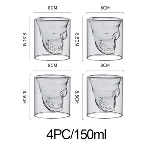 Open image in slideshow, Skull Head Shot Glasses 4 Piece Set
